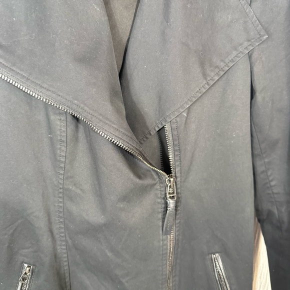 Mackage trench coat with leather trim large black cotton - Picture 8 of 15